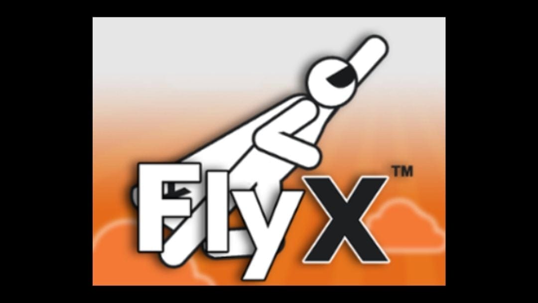 The Fly X online slot game loading screen, featuring the game logo.