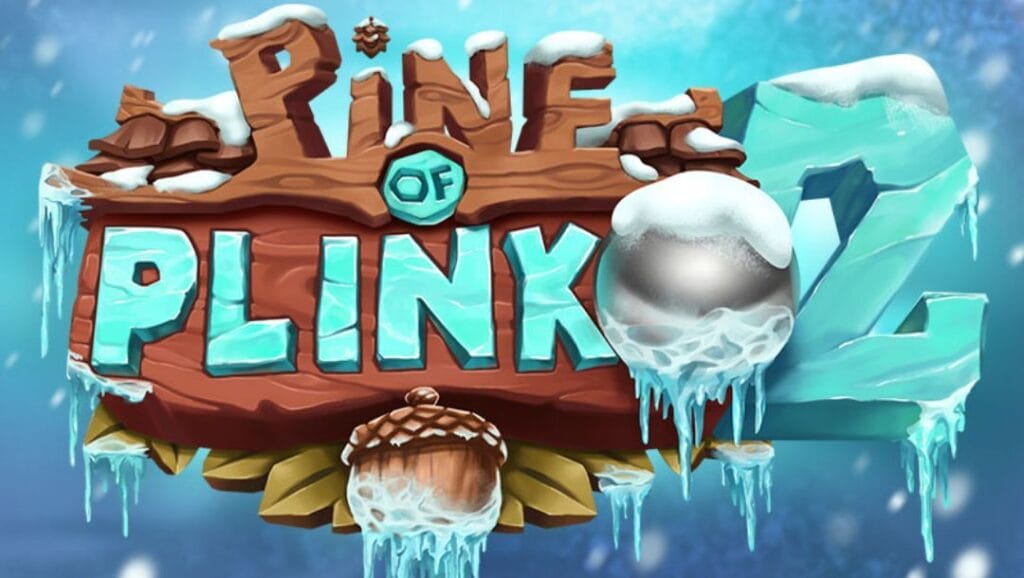 The Pine of Plinko 2 online casino game loading screen, featuring the game logo on a frozen background.